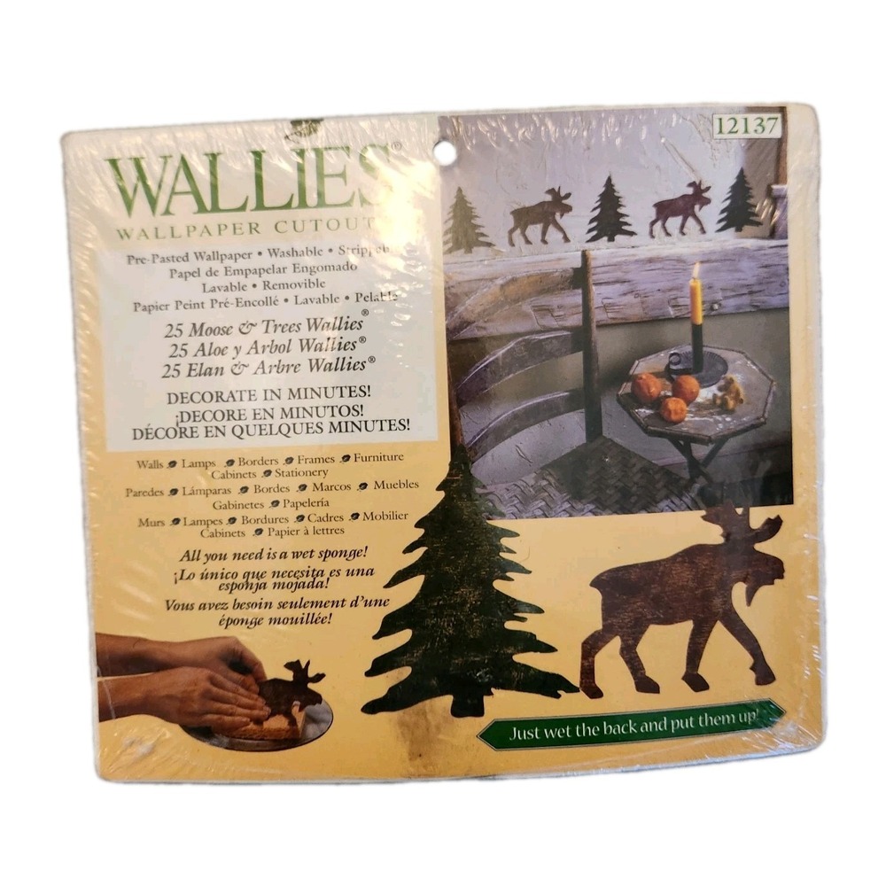 Wallies Wallpaper Cutouts 25 Pre-Pasted Moose & Trees Bring Outdoor Life Cabin